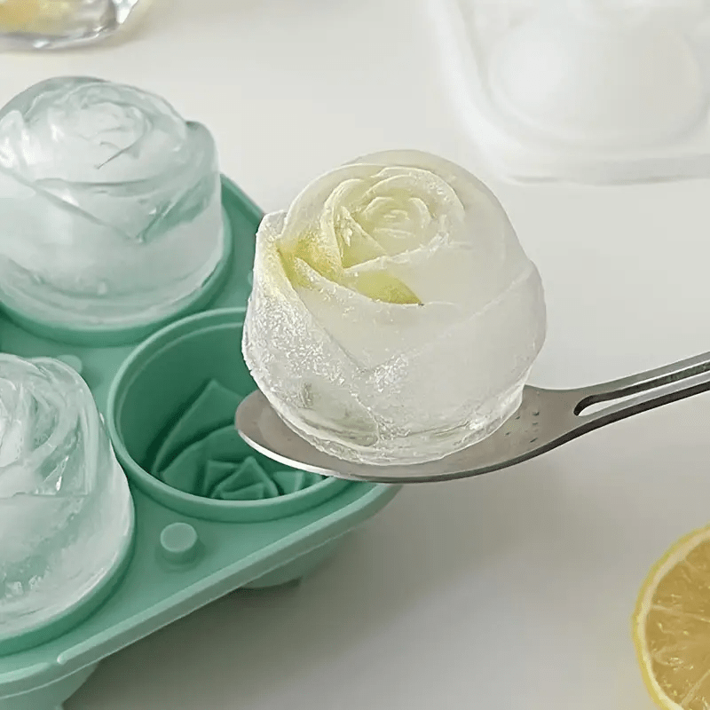 1pc 4 Grids Rose Ice Cube Mold, Multifunctional Chocolate, Jelly, Ice Cube Tray, RV Party Kitchen Refrigerator Supplies, for Bakery